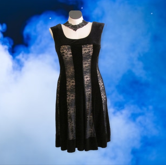 Velvet and Lace Cocktail Dress - Picture 1 of 4